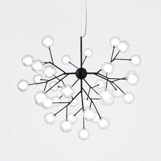 Sleek Glass Firefly Led Suspension Light: Nordic Style Chandelier For Living Room 36 / White