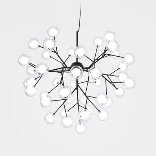 Sleek Glass Firefly Led Suspension Light: Nordic Style Chandelier For Living Room 45 / White