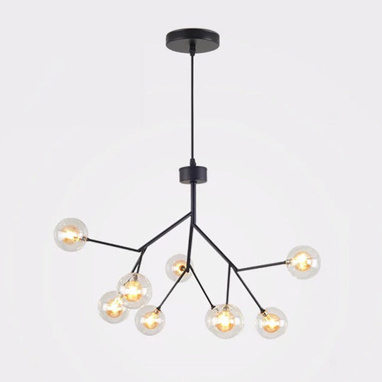 Sleek Glass Firefly Led Suspension Light: Nordic Style Chandelier For Living Room 9 / Tan