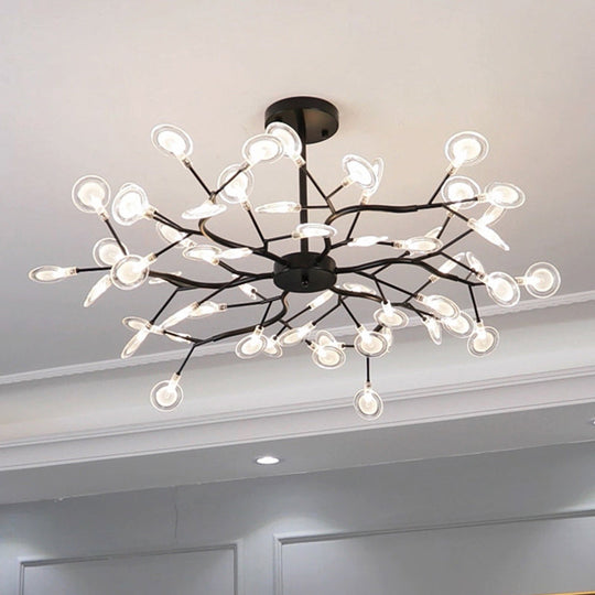 Metallic Postmodern LED Ceiling Chandelier with Branch-Inspired Design for Living Room Lighting