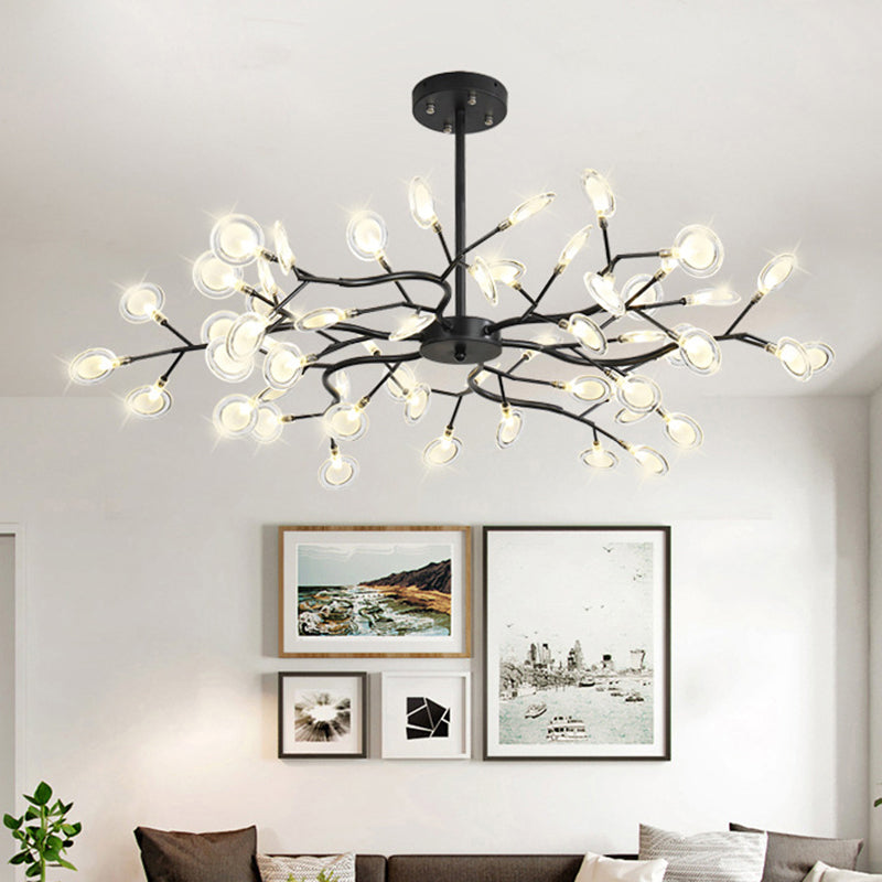 Branch-Shaped Led Ceiling Chandelier: Postmodern Metallic Light For Living Room 54 / Black