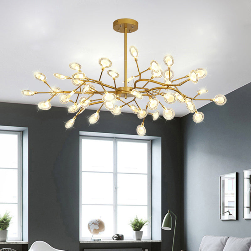 Branch-Shaped Led Ceiling Chandelier: Postmodern Metallic Light For Living Room 54 / Gold