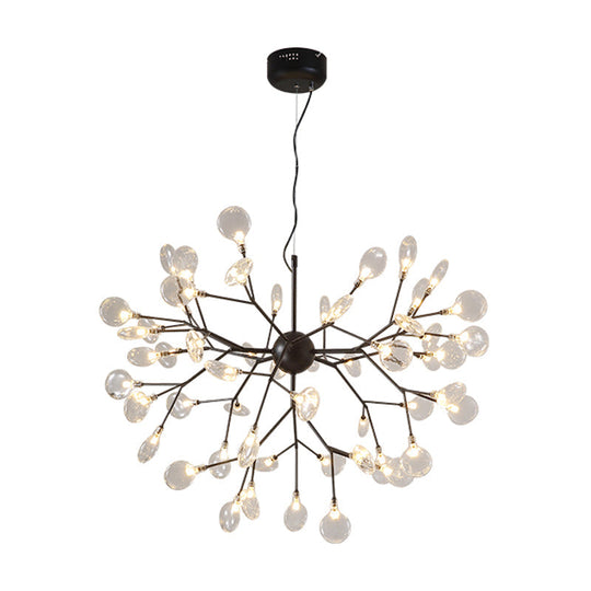 Nordic Sputnik Firefly Led Suspension Light: Modern Glass Chandelier For Living Room 63 / Black