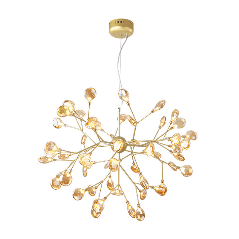 Nordic Sputnik Firefly Led Suspension Light: Modern Glass Chandelier For Living Room 63 / Gold