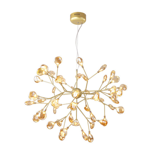 Nordic Sputnik Firefly Led Suspension Light: Modern Glass Chandelier For Living Room 63 / Gold