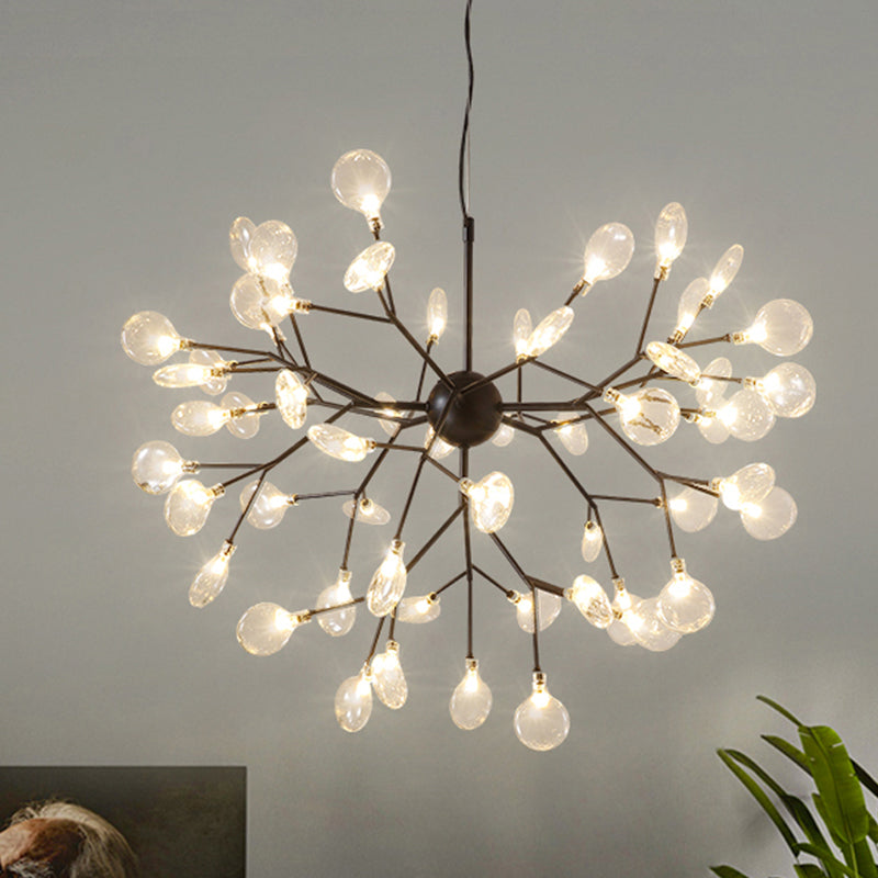 Nordic Style Firefly LED Glass Suspension Chandelier Light for Living Room