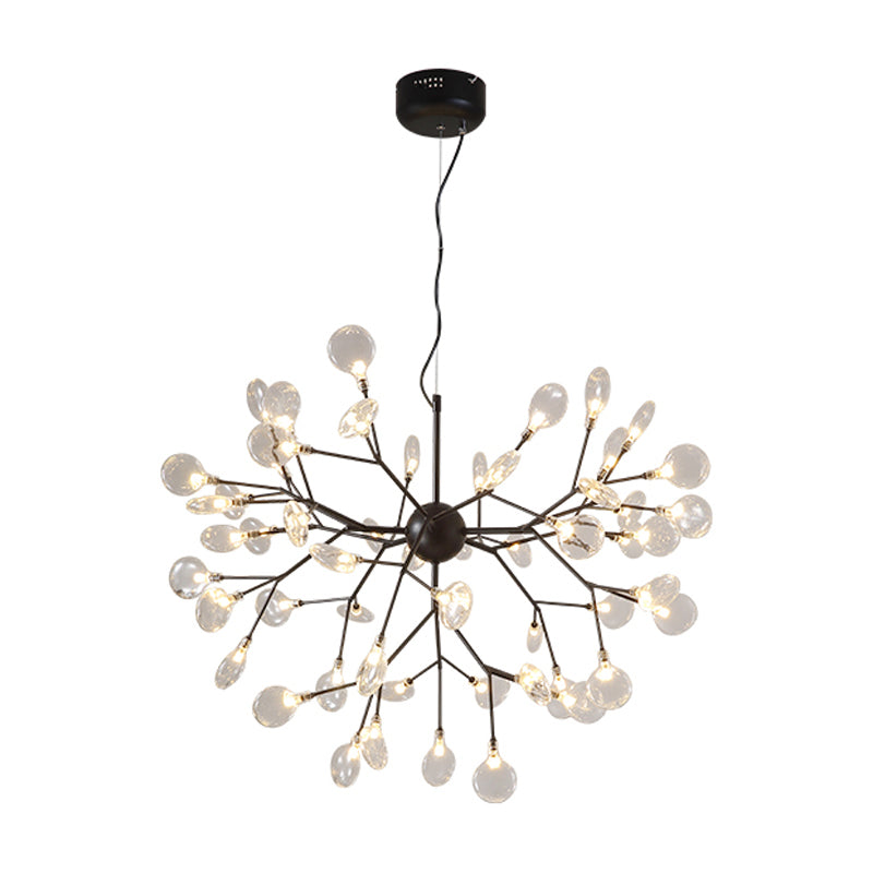 Nordic Sputnik Firefly Led Suspension Light: Modern Glass Chandelier For Living Room 54 / Black