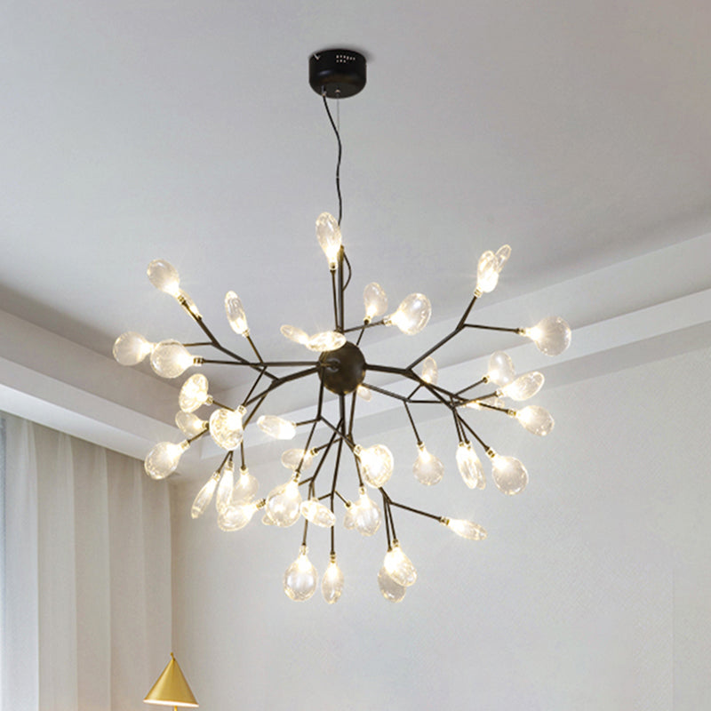 Nordic Sputnik Firefly Led Suspension Light: Modern Glass Chandelier For Living Room