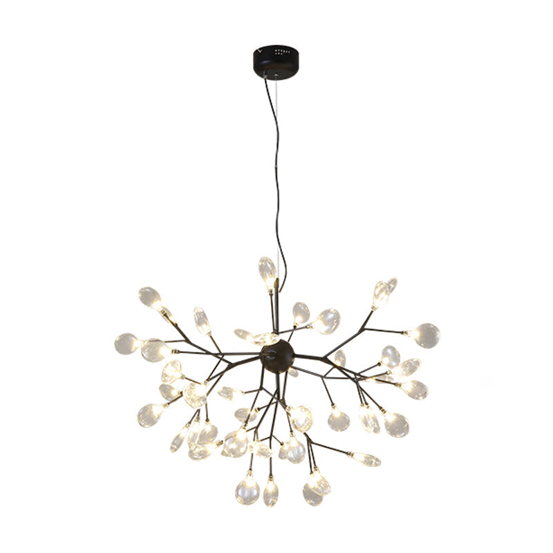 Nordic Sputnik Firefly Led Suspension Light: Modern Glass Chandelier For Living Room 45 / Black