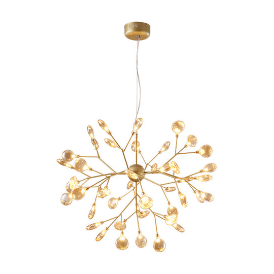 Nordic Sputnik Firefly Led Suspension Light: Modern Glass Chandelier For Living Room 45 / Gold