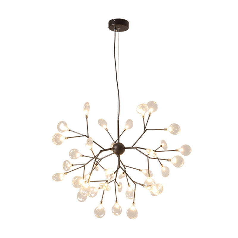 Nordic Sputnik Firefly Led Suspension Light: Modern Glass Chandelier For Living Room 36 / Black