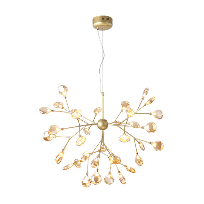 Nordic Sputnik Firefly Led Suspension Light: Modern Glass Chandelier For Living Room 36 / Gold