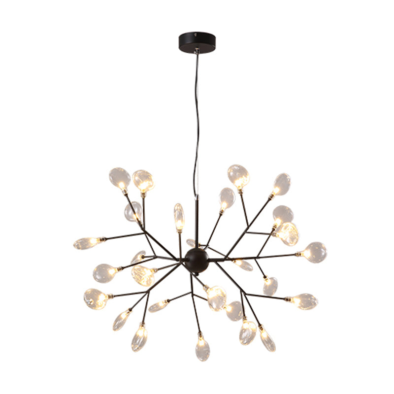 Nordic Sputnik Firefly Led Suspension Light: Modern Glass Chandelier For Living Room 27 / Black