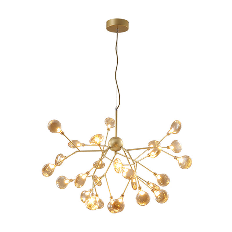 Nordic Sputnik Firefly Led Suspension Light: Modern Glass Chandelier For Living Room 27 / Gold