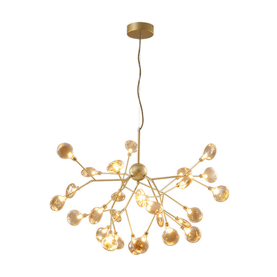 Nordic Sputnik Firefly Led Suspension Light: Modern Glass Chandelier For Living Room 27 / Gold