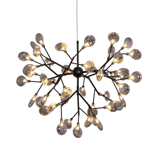 Minimalist Led Smoked Glass Firefly Chandelier In Black