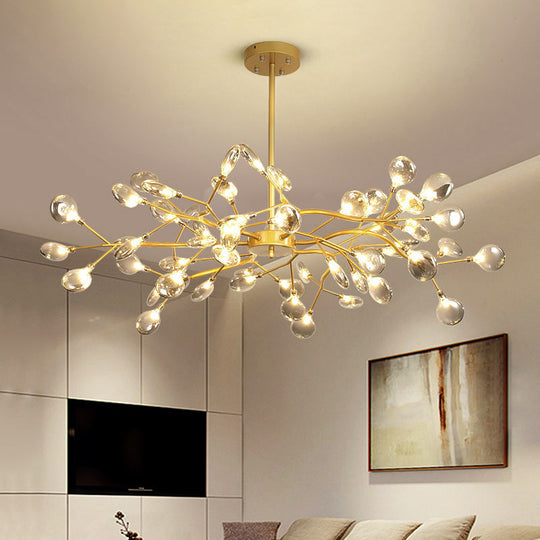 Gold Firefly Shade Nordic Led Chandelier For Living Room: Acrylic Suspension Lighting