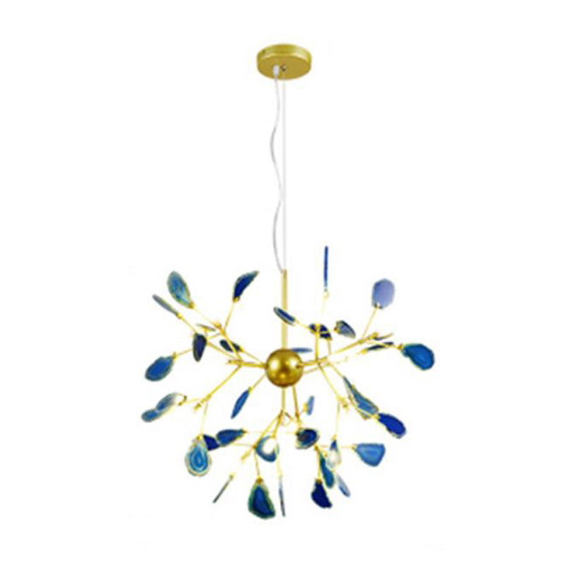 Gold Agate Sputnik Firefly Led Ceiling Chandelier For Artistic Living Room Lighting 20 /