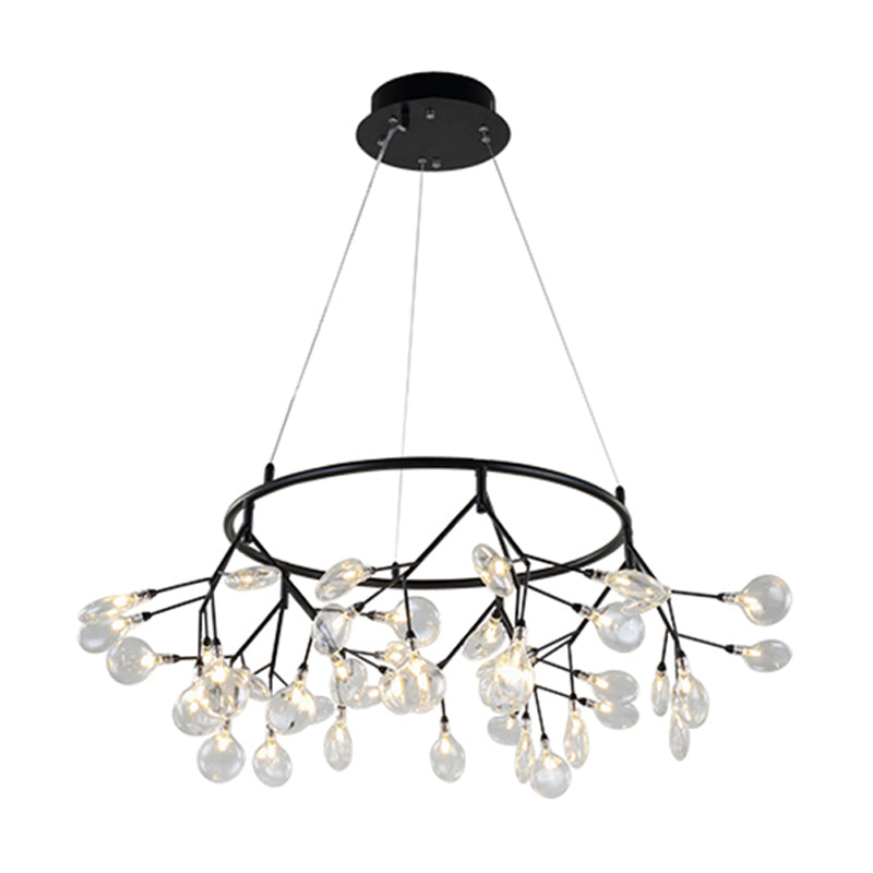 Post-Modern Glass Chandelier Light For Dining Room With Led Ceiling Lighting - Branched Firefly