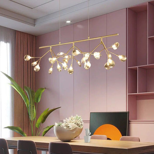 Nordic Style Clear Glass LED Dining Room Pendant Light - Firefly Island Branch Design