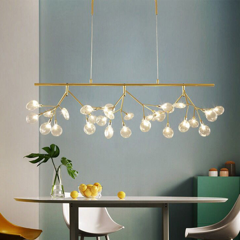 Nordic Style Clear Glass LED Dining Room Pendant Light - Firefly Island Branch Design