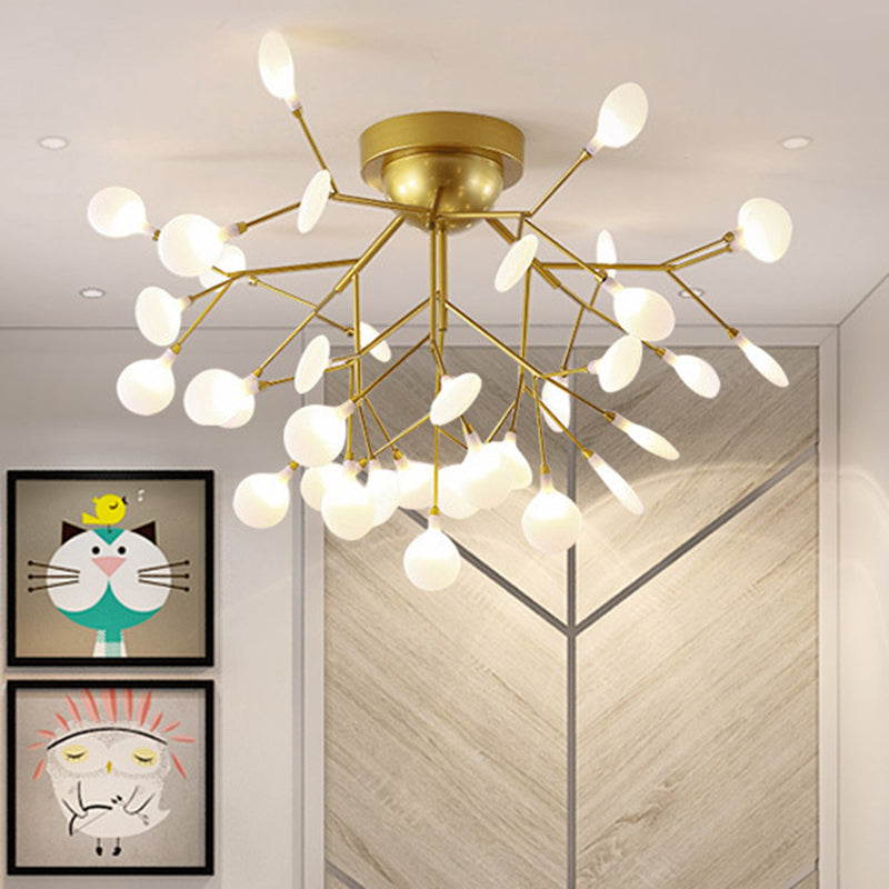 Metallic Tree Branch Led Ceiling Chandelier - Nordic Style Semi Flush Mount