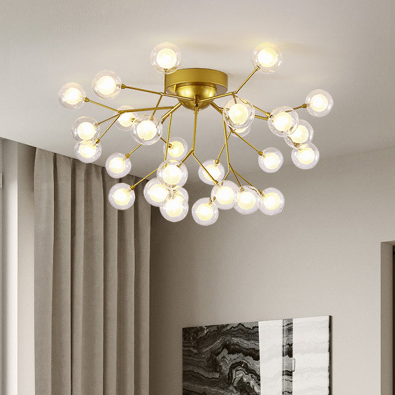 Metallic Tree Branch Led Ceiling Chandelier - Nordic Style Semi Flush Mount