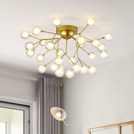 Metallic Tree Branch Led Ceiling Chandelier - Nordic Style Semi Flush Mount