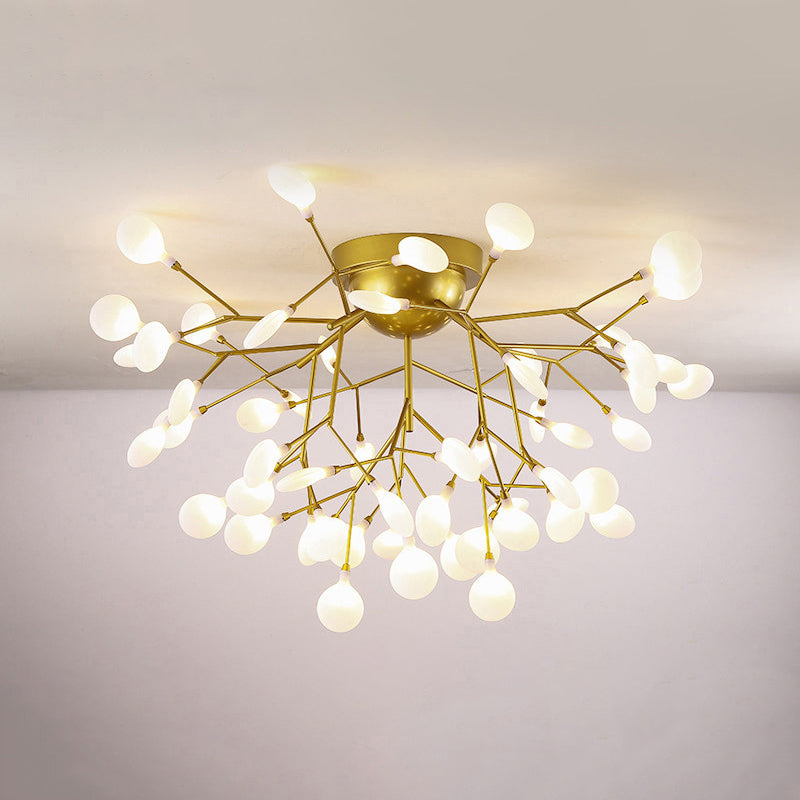 Metallic Tree Branch Led Ceiling Chandelier - Nordic Style Semi Flush Mount 54 / Gold Leaf