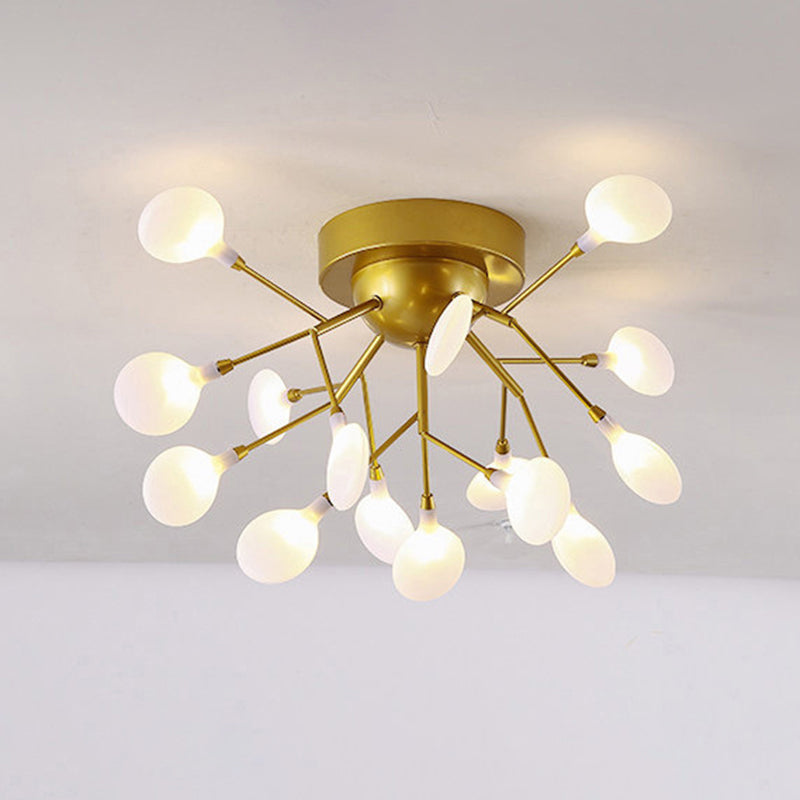 Metallic Tree Branch Led Ceiling Chandelier - Nordic Style Semi Flush Mount 15 / Gold Leaf