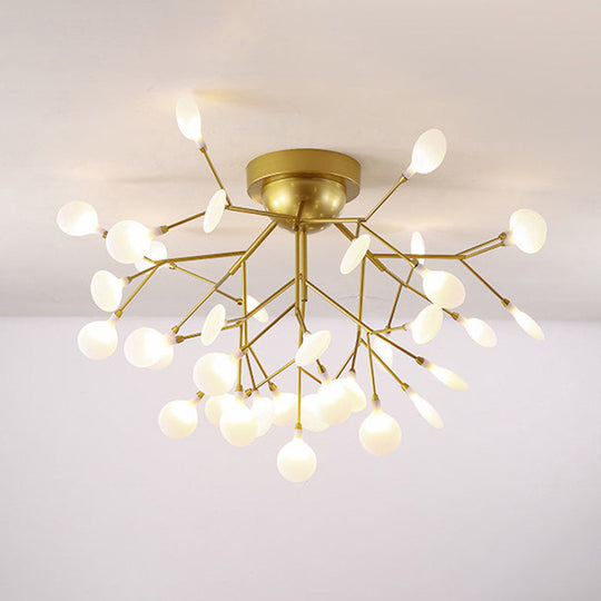 Metallic Tree Branch Led Ceiling Chandelier - Nordic Style Semi Flush Mount 45 / Gold Leaf