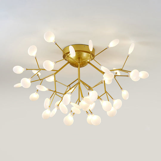 Metallic Led Bedroom Chandelier - Minimalist Flush Mount Light Fixture 45 / Gold A