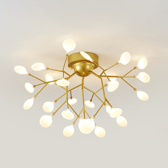 Metallic Led Bedroom Chandelier - Minimalist Flush Mount Light Fixture 27 / Gold A