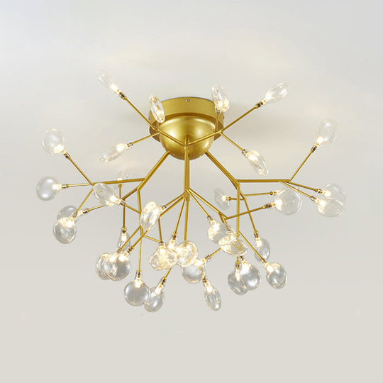 Metallic Led Bedroom Chandelier - Minimalist Flush Mount Light Fixture 36 / Gold B