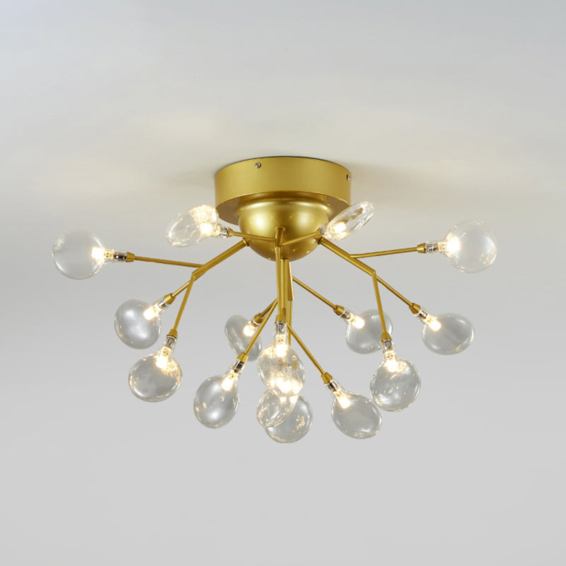 Metallic Led Bedroom Chandelier - Minimalist Flush Mount Light Fixture 15 / Gold B