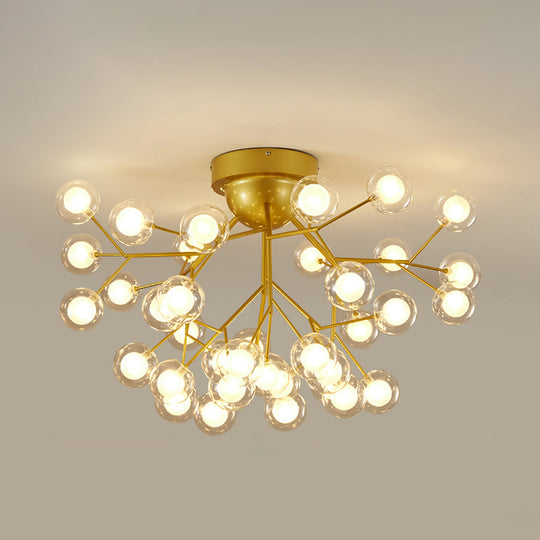 Metallic Led Bedroom Chandelier - Minimalist Flush Mount Light Fixture 36 / Gold C