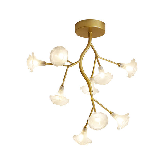 Gold Metallic Led Tree Branch Chandelier Light With Postmodern Shade