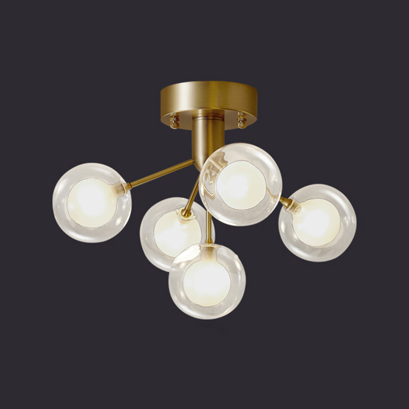 Minimalist Clear Glass Led Flush Mount Light For Corridors Gold / Brass