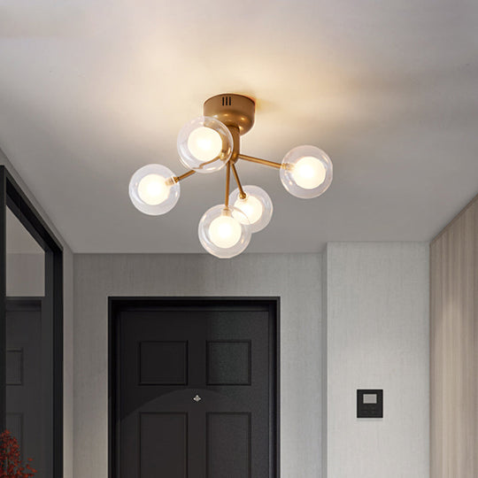 Minimalist Clear Glass Led Flush Mount Light For Corridors