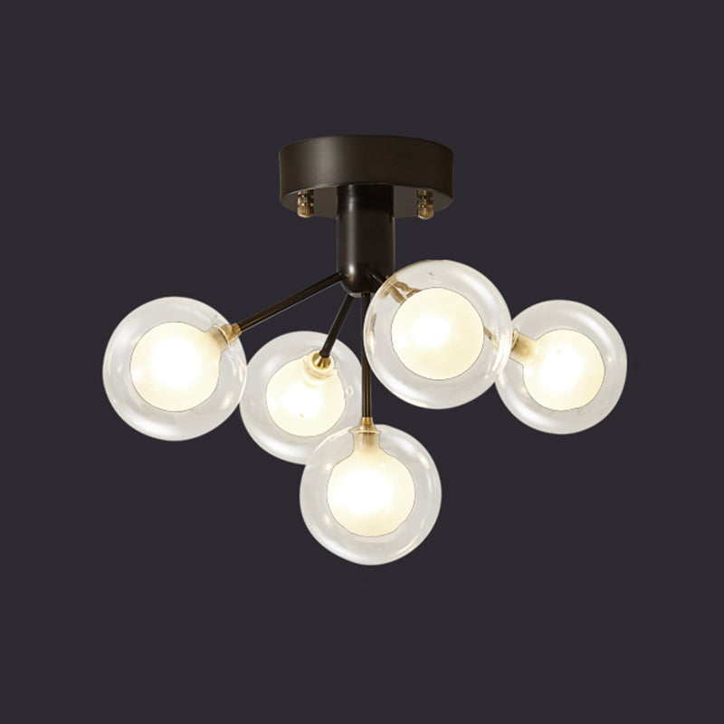 Minimalist Clear Glass Led Flush Mount Light For Corridors Black / Brass