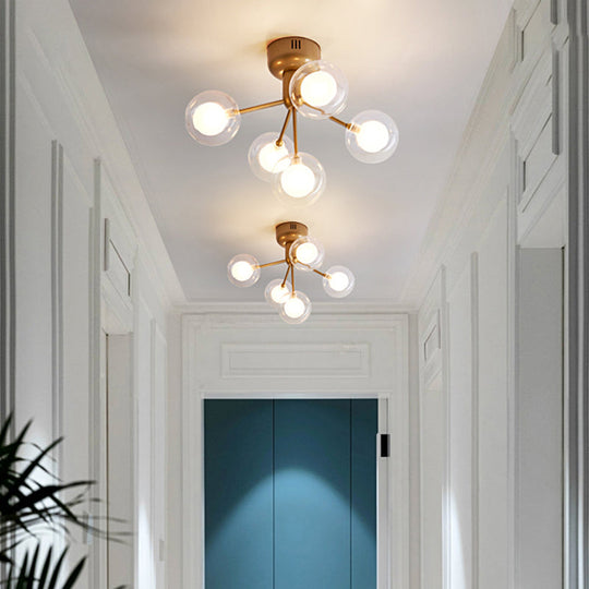 Minimalist Clear Glass Led Flush Mount Light For Corridors