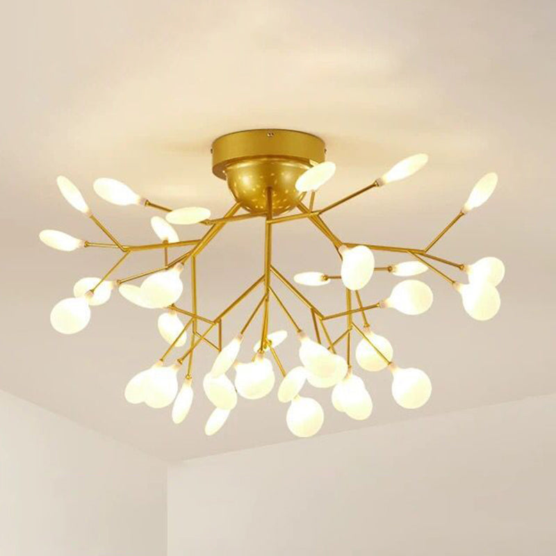 Gold Nordic Firefly Led Flush Mount Chandelier For Dining Room 36 / A