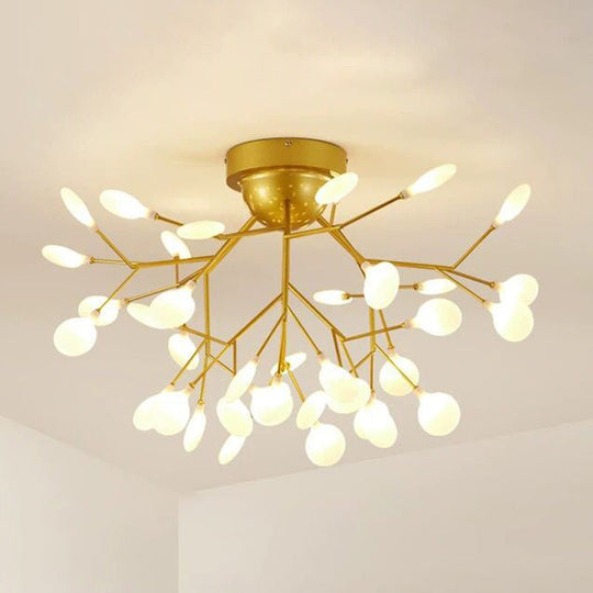 Gold Nordic Firefly Led Flush Mount Chandelier For Dining Room 36 / A