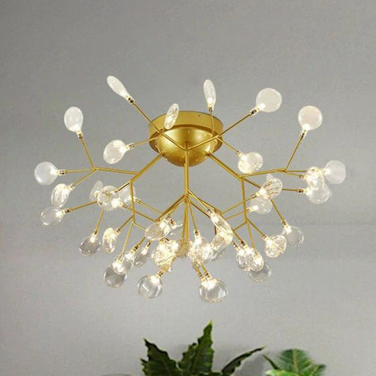 Gold Nordic Firefly Led Flush Mount Chandelier For Dining Room 45 / B