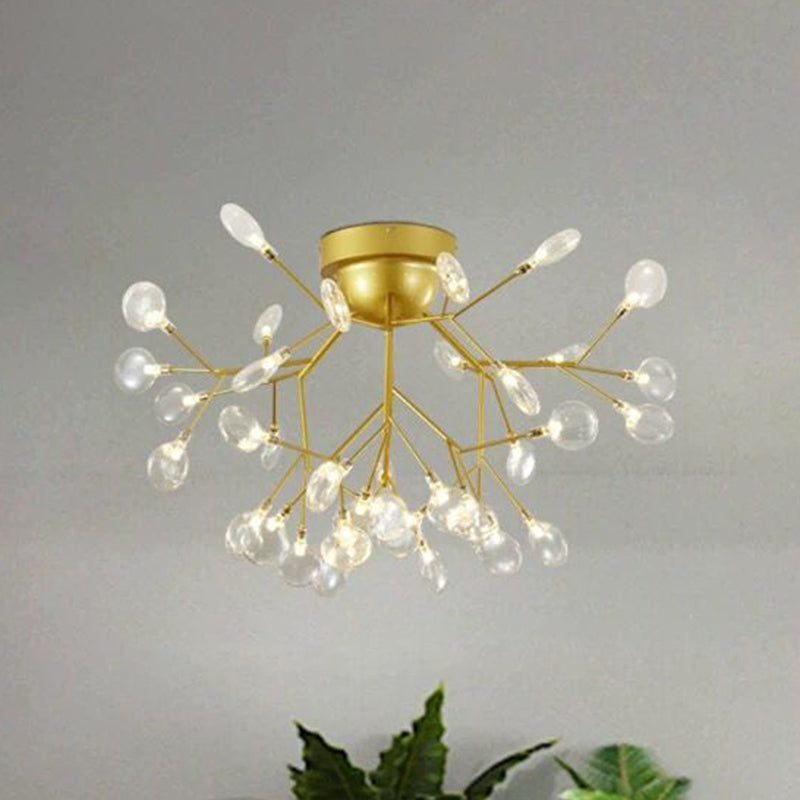 Gold Nordic Firefly Led Flush Mount Chandelier For Dining Room 36 / B