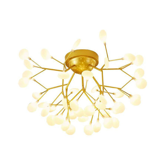 Gold Nordic Firefly Led Flush Mount Chandelier For Dining Room