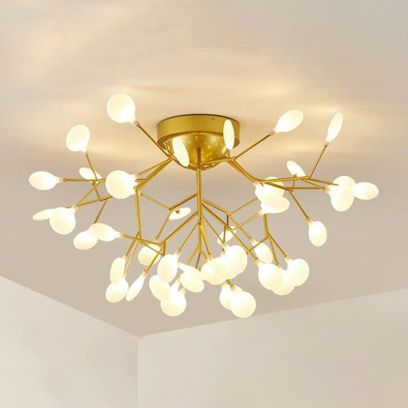 Gold Nordic Firefly Led Flush Mount Chandelier For Dining Room 45 / A