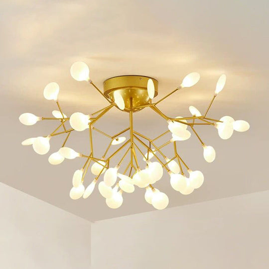 Gold Nordic Firefly Led Flush Mount Chandelier For Dining Room 45 / A