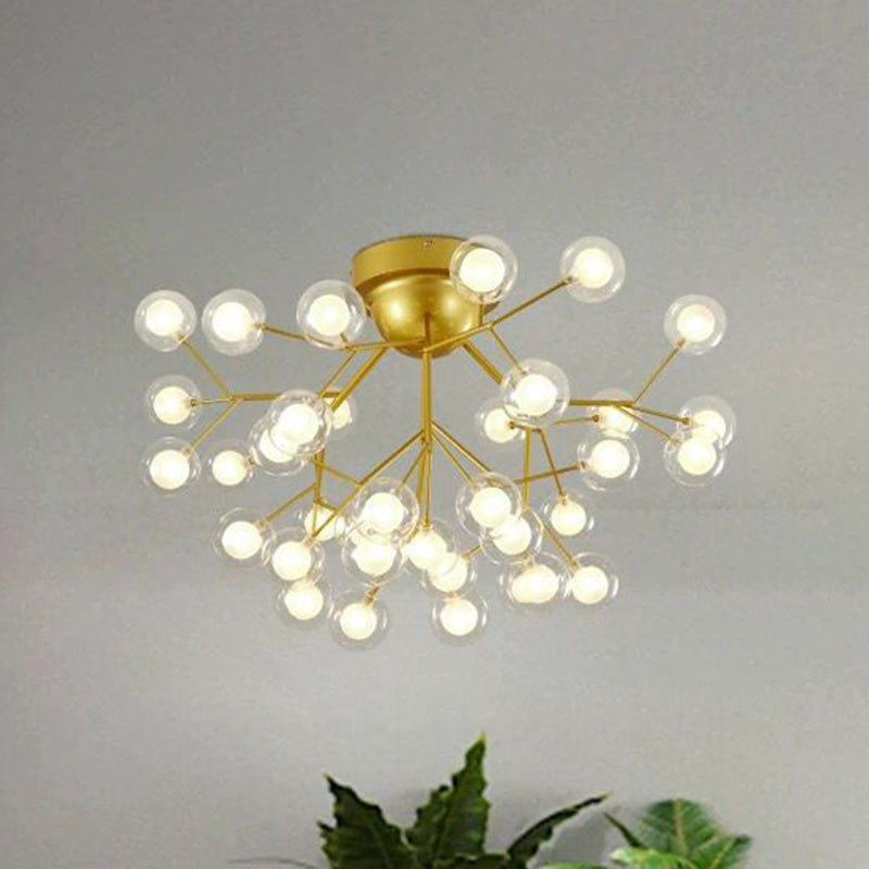 Gold Nordic Firefly Led Flush Mount Chandelier For Dining Room 36 / C