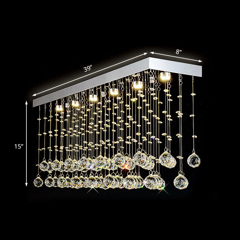 Modern Crystal Ball Flush Mount Ceiling Light With 4 Lights For Dining Room - Silver Available In 3